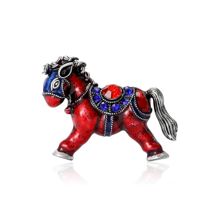 Alloy Enamel Pony Brooch For Creative Clothing Decoration