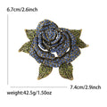 Metal Alloy Rhinestone Rose Brooch Pin For Women's Apparel Decoration view 5
