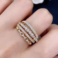 Luxury Sparkling Buckle Ring For Women Geometric Line Jewelry European American Fashion view 3