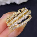 Luxury Sparkling Buckle Ring For Women Geometric Line Jewelry European American Fashion view 1