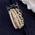 Luxury Sparkling Buckle Ring For Women Geometric Line Jewelry European American Fashion view 4