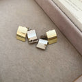 Modern Minimalist Metal Square Front Back Stud Earrings With Smooth Geometric Design view 3