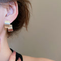 Modern Minimalist Metal Square Front Back Stud Earrings With Smooth Geometric Design view 4