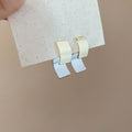 Modern Minimalist Metal Square Front Back Stud Earrings With Smooth Geometric Design view 1