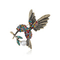 Alloy Rhinestone Hummingbird Brooch For Suit Shawl Decoration view 2