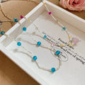 Sweet Fresh Glass Crystal Beaded Strawberry Waterdrop Pendant Necklace For Women view 2