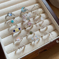 Light Luxury Faux Pearl Star Moon Flower Open Ring With Rhinestone Accents view 1