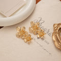 Elegant Luxury Gold Alloy Double Flower Drop Stud With Crystal Accent Women's Fashion Earrings view 4