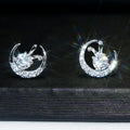 Cute Bunny And Moon Zircon Stud Earrings For Women, Sweet Delicate Daily Lady Jewelry view 1