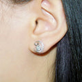 Cute Bunny And Moon Zircon Stud Earrings For Women, Sweet Delicate Daily Lady Jewelry view 3