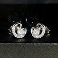 Cute Bunny And Moon Zircon Stud Earrings For Women, Sweet Delicate Daily Lady Jewelry view 2