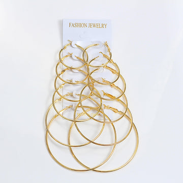 Five Pair Graduated Classic Hoop Earring Multipacks