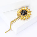 Alloy Rhinestone Sunflower Brooch For Luxury Fashion Apparel view 4