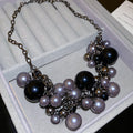 Dark Gothic Irregular Faux Pearl Tassel Pendant Necklace Geometric Round Statement Choker view 4