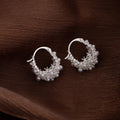 Elegant Korean Style 3D Hollow Pearl Rhinestone Hoop Stud Clip Light Luxury Fashion Earrings view 2