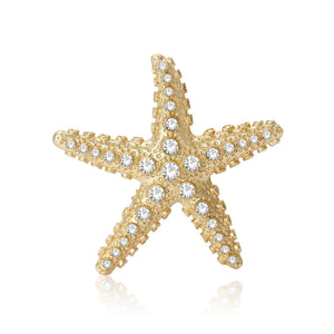 Alloy Rhinestone Starfish Brooch Pin For Beach Vacation Outfits