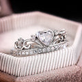 Women's Heart Crown Princess Ring Sweet Light Luxury Heart Shaped Elegant Finger Jewelry view 3