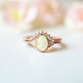 Rose-Gold-Tone Opalescent Marquise Two-Piece Ring Set view 1