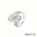 Adjustable Open Ring For Women With Micro Pave Zircon, Chic Fashion Jewelry For Daily Wear view 4