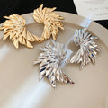 European Style Crinkled Metal Geometric Drop Earrings For Women Unique Statement Fashion Jewelry view 3