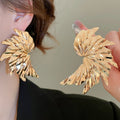 European Style Crinkled Metal Geometric Drop Earrings For Women Unique Statement Fashion Jewelry view 4