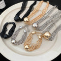 European American Metal Round Ball Layered Chain Necklace Bracelet Light Luxury Minimalist Jewelry view 3