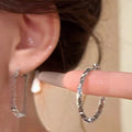 Minimalist Alloy Smooth Spliced Circle Hoop Earrings With Silver Tone Posts For Women view 2