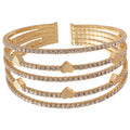 Mixed Material Rhinestone Multi Layer Pearl Heart Star Open Bangle For Women, European American Light Luxury Jewelry view 5