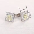 Two Tone Electroplated Square Geometric Zircon Stud Earrings, Minimalist Fashion Jewelry view 4