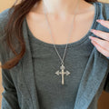 Light Luxury Alloy Rhinestone Enamel Cross Pendant Necklace Geometric Clavicle Chain view 3