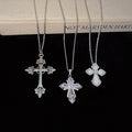 Light Luxury Alloy Rhinestone Enamel Cross Pendant Necklace Geometric Clavicle Chain view 2