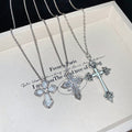 Light Luxury Alloy Rhinestone Enamel Cross Pendant Necklace Geometric Clavicle Chain view 4