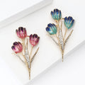 Alloy Enamel Tulip Flower Brooch For Trendy Clothing Decoration view 3