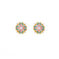 Elegant Chinese Style Enamel Flower Studs With Alloy Rhinestone Pearl Accents Luxury Vintage Earrings view 5