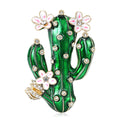 Enamel Alloy Rhinestone Cactus Brooch For Sweaters And Apparel view 1