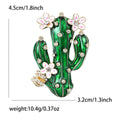 Enamel Alloy Rhinestone Cactus Brooch For Sweaters And Apparel view 5