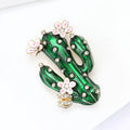 Enamel Alloy Rhinestone Cactus Brooch For Sweaters And Apparel view 4