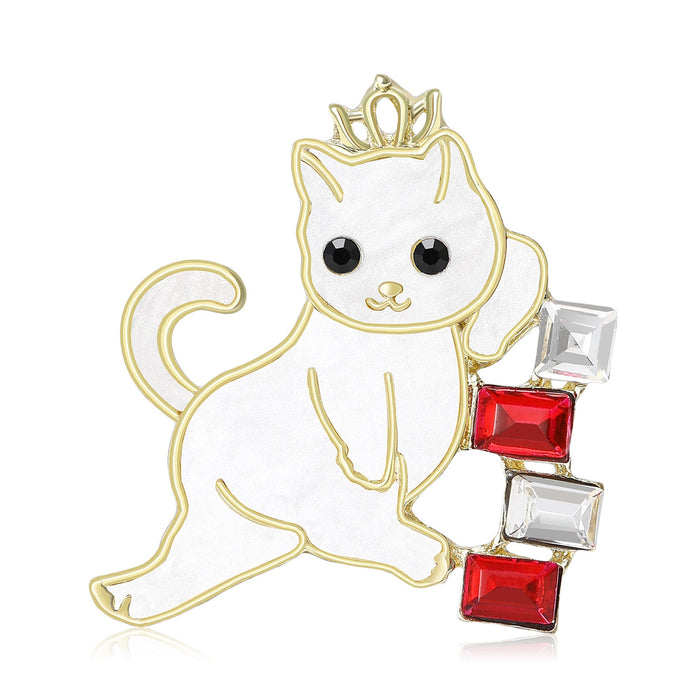 Alloy Rhinestone Cat Brooch Pin For Cute Womens Apparel Accessories
