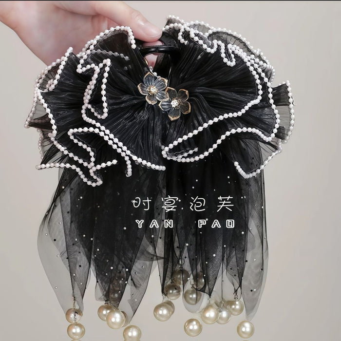 Beaded Tassel Claw Clip Black Skirt Style Hair Accessory