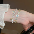 Vintage Faux Pearl Zircon Round Geometric Bangle For Women Luxury Fashion Jewelry view 3