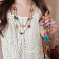 Vacation Style Double Layer Wax Cord Beaded Ceramic Heart Conch Geometric Necklace view 1