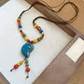 Vacation Style Double Layer Wax Cord Beaded Ceramic Heart Conch Geometric Necklace view 4