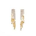 Korean Luxury Long Rhinestone Tassel Studs With Gold Sequin Fringe Statement Women's Earrings view 5