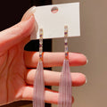 Elegant Copper Zircon Chain Tassel Drop Earrings Geometric Lightweight Commuter Jewelry for Women view 3