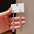 Elegant Copper Zircon Chain Tassel Drop Earrings Geometric Lightweight Commuter Jewelry for Women view 1