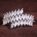 Creative Full Pave Marquise Cubic Zirconia Ring, Niche Chic Evening Dress Accessory view 3