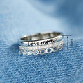 Romantic Heart Shape Ring With Laser Engraved Love Mom Message, Elegant Fashion Gift Jewelry view 4
