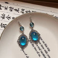 Vintage Ethnic Lace Oval Resin Pendant Drop Earrings For Women, Geometric Lightweight Ear Hooks view 2