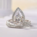 Princess Style Teardrop Full Zircon Ring For Women, Sparkling Engagement Wedding Jewelry view 2