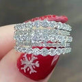 Women's Multi Layer Zircon Ring Round Geometric Sparkling Light Luxury Elegant Finger Jewelry view 1
